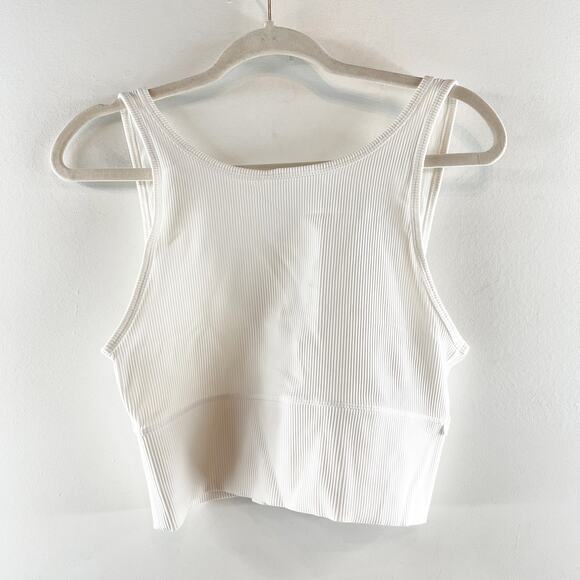 Lululemon Athletica Power Pivot Cropped Tank Top Rib White Medium - Picture 3 of 5